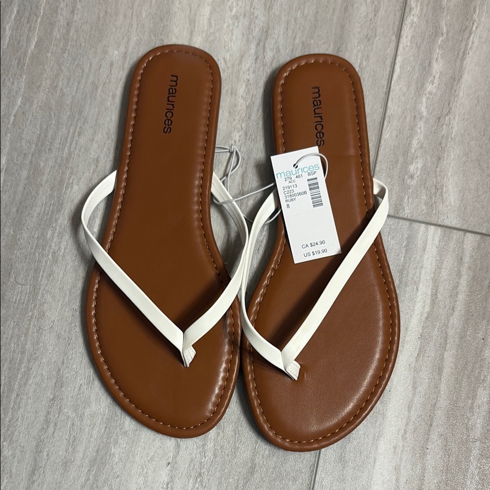 Maurices Brown and White Sandals with Minimalist Design
